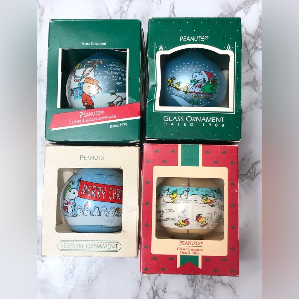 Hallmark Snoopy Peanuts Glass Ornaments